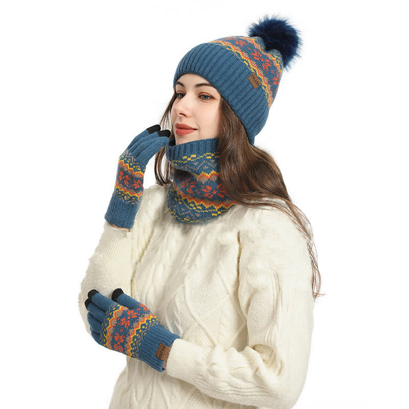 Snowflake Gloves Beanie Scarf 3 In 1 Set - image 3