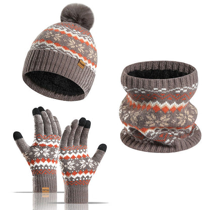 Snowflake Gloves Beanie Scarf 3 In 1 Set - Khaki - One Size - image 10