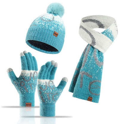 Alphabet Gloves Beanie Scarf 3 In 1 Set - Lake Blue - One Size - image 7