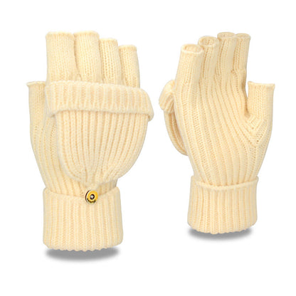 Winter Warm Knitted Fingerless Gloves - Apricot - One Size - image 16