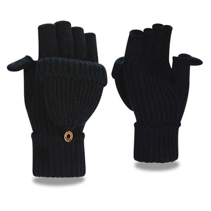 Soft Convertible Flap Gloves - Black - One Size - image 0