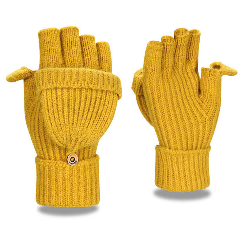 Soft Convertible Flap Gloves - Yellow - One Size - image 2