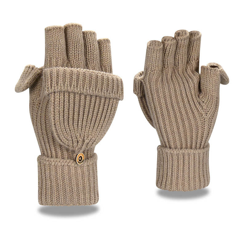 Soft Convertible Flap Gloves - Khaki - One Size - image 1