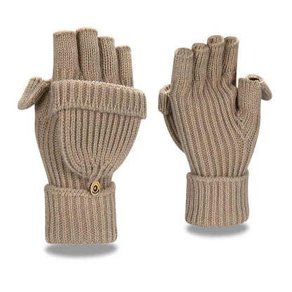 Soft Convertible Flap Gloves - Khaki - One Size - image 1