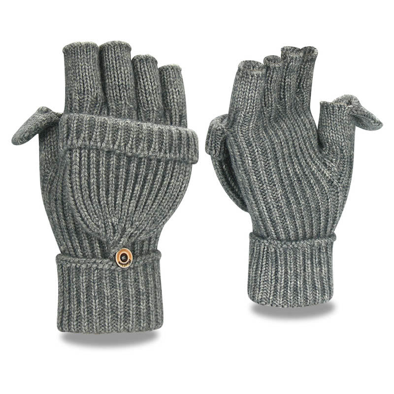 Soft Convertible Flap Gloves - Grey - One Size - image 3