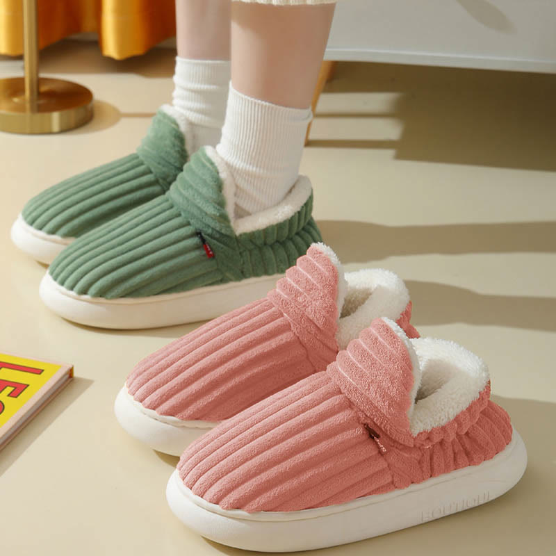 Plus Size Fur Lined House Slippers - image 0