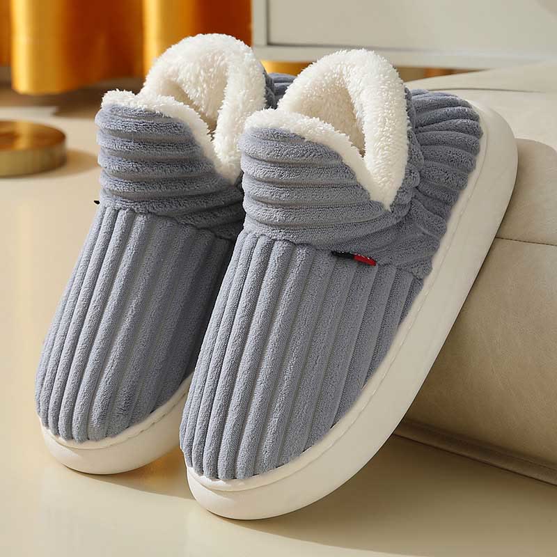 Plus Size Fur Lined House Slippers - Grey - US 10-11 - image 10