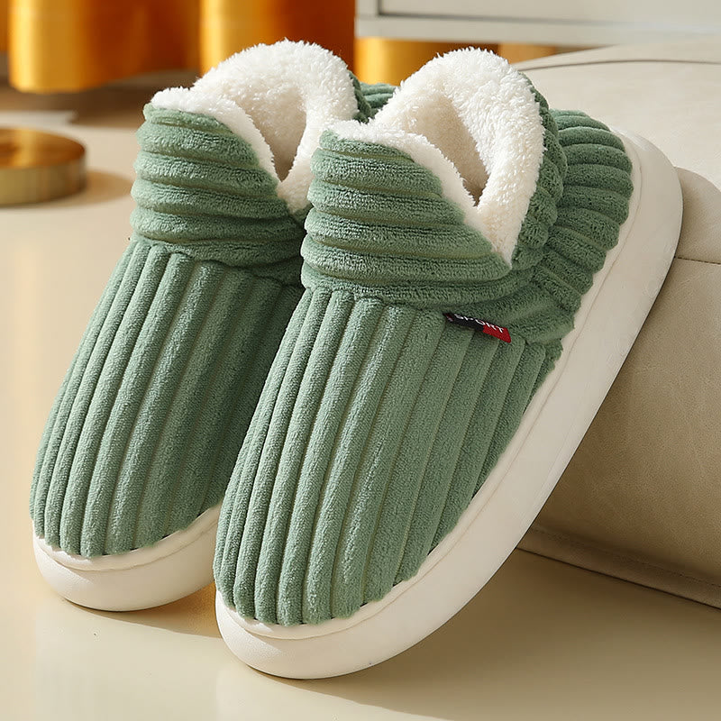 Plus Size Fur Lined House Slippers - Light Green - US 10-11 - image 11
