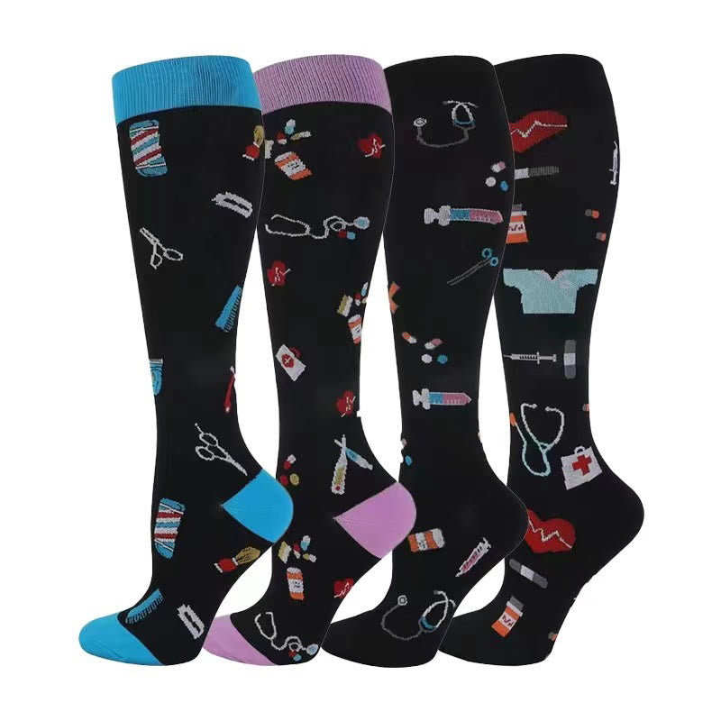 Medical Supplies Compression Socks(4 Pairs) - Multicolor - S/M - image 0