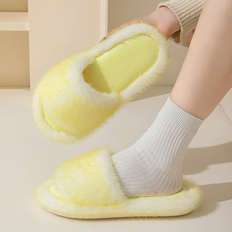 Plus Size Candy Color Plush Slippers - Yellow - EU 40-41(US 7-7.5) - image 7