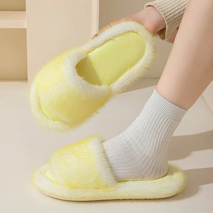 Plus Size Candy Color Plush Slippers - Yellow - EU 40-41(US 7-7.5) - image 7