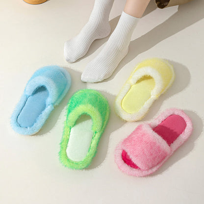 Plus Size Candy Color Plush Slippers - image 4