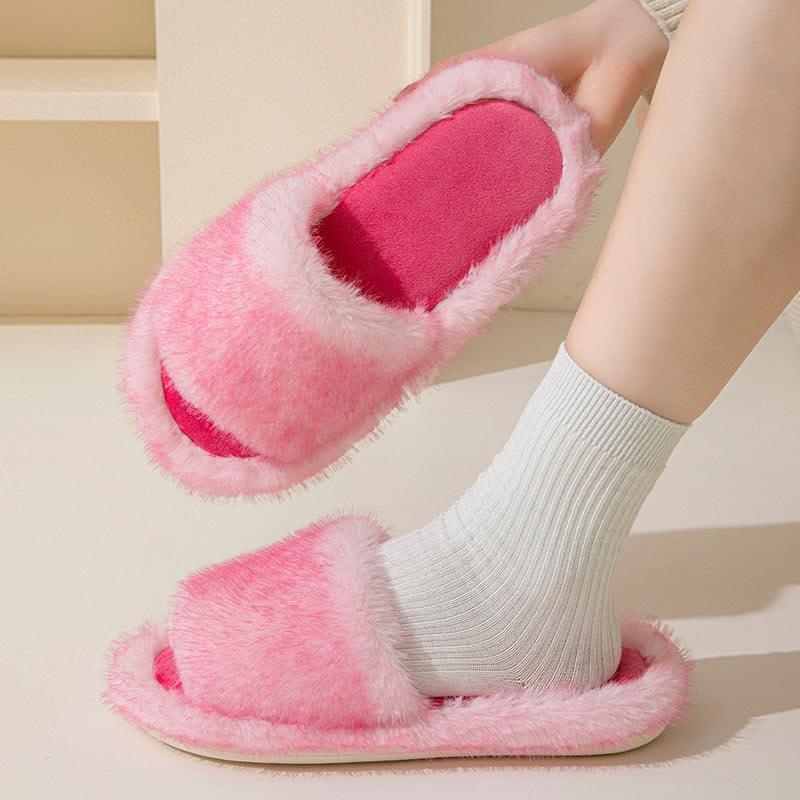 Plus Size Candy Color Plush Slippers - Pink - EU 40-41(US 7-7.5) - image 6