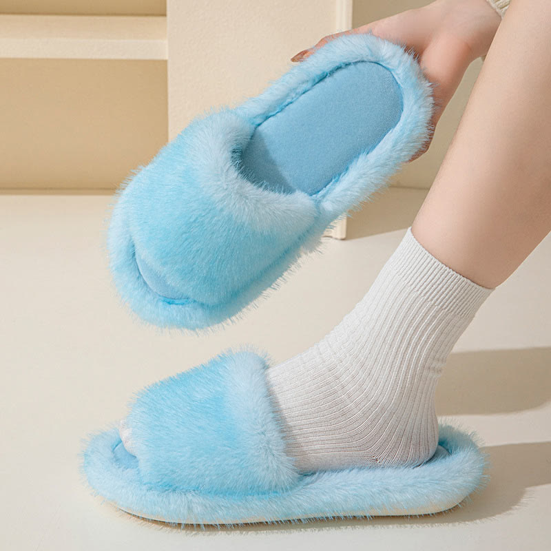 Plus Size Candy Color Plush Slippers - Green - EU 40-41(US 7-7.5) - image 8