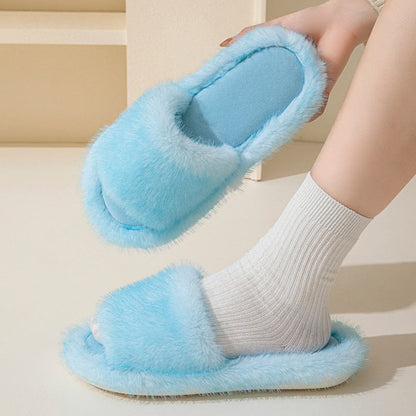 Plus Size Candy Color Plush Slippers - Green - EU 40-41(US 7-7.5) - image 8
