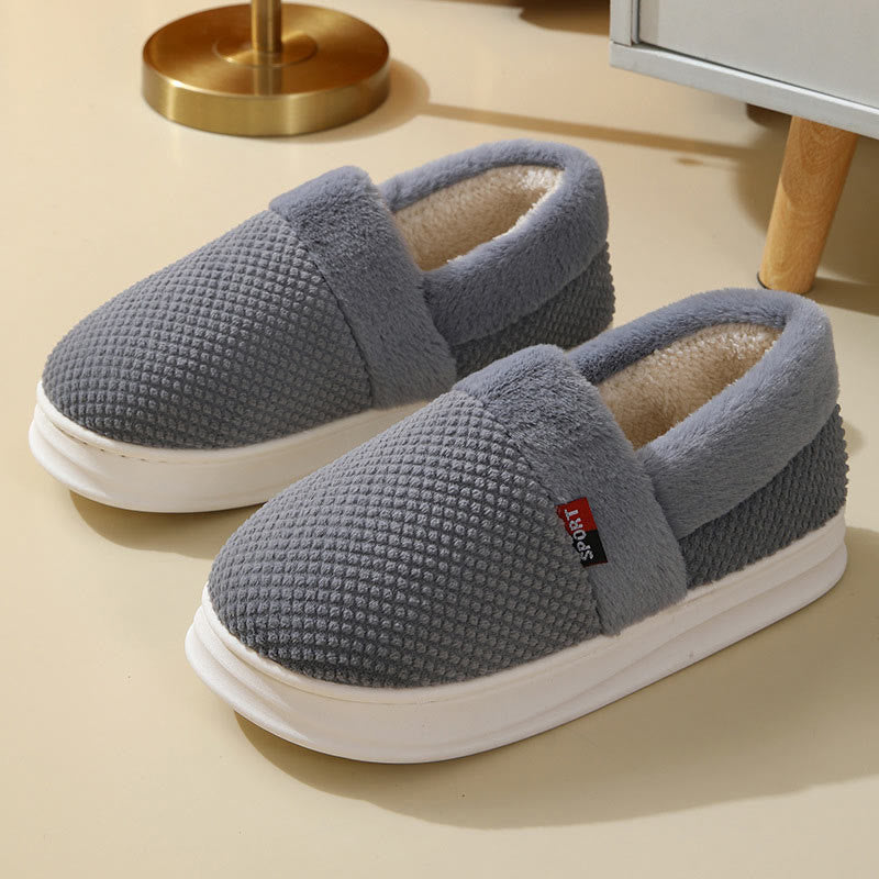 Plus Size Winter Warm Thick Sole Slippers - Grey - EU 43-44(US 9-10) - image 1