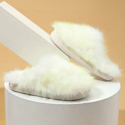 Plus Size Long Fur Plush Slippers - Yellow - EU 42-43(US 11-12) - image 8