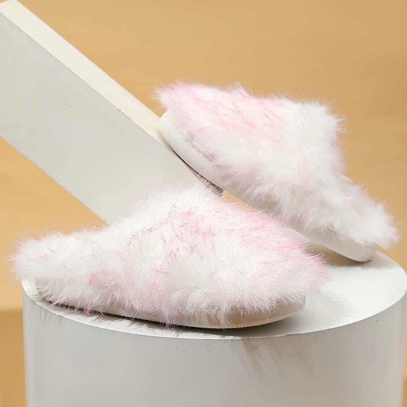 Plus Size Long Fur Plush Slippers - Pink - EU 42-43(US 11-12) - image 6