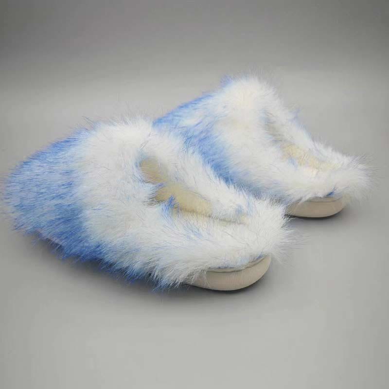 Plus Size Long Fur Plush Slippers - Blue - EU 42-43(US 11-12) - image 7
