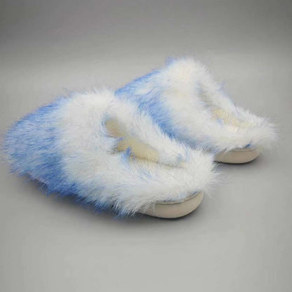 Plus Size Long Fur Plush Slippers - Blue - EU 42-43(US 11-12) - image 7