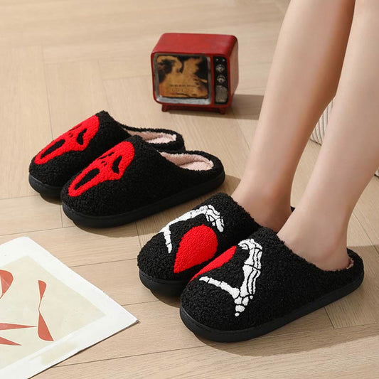 Plus Size Ghost Face Hand Heart Slippers - image 1