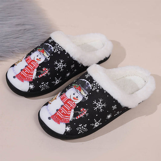 Plus Size Christmas Snowman Slippers - Black - EU43-44(US9-10) - image 1