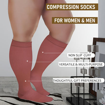 Plus Size Pink Series Compression Socks(3 Pairs) - image 2