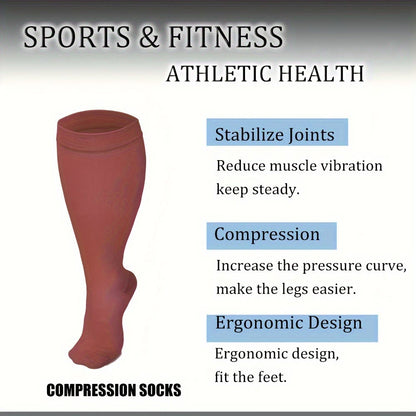 Plus Size Pink Series Compression Socks(3 Pairs) - image 4