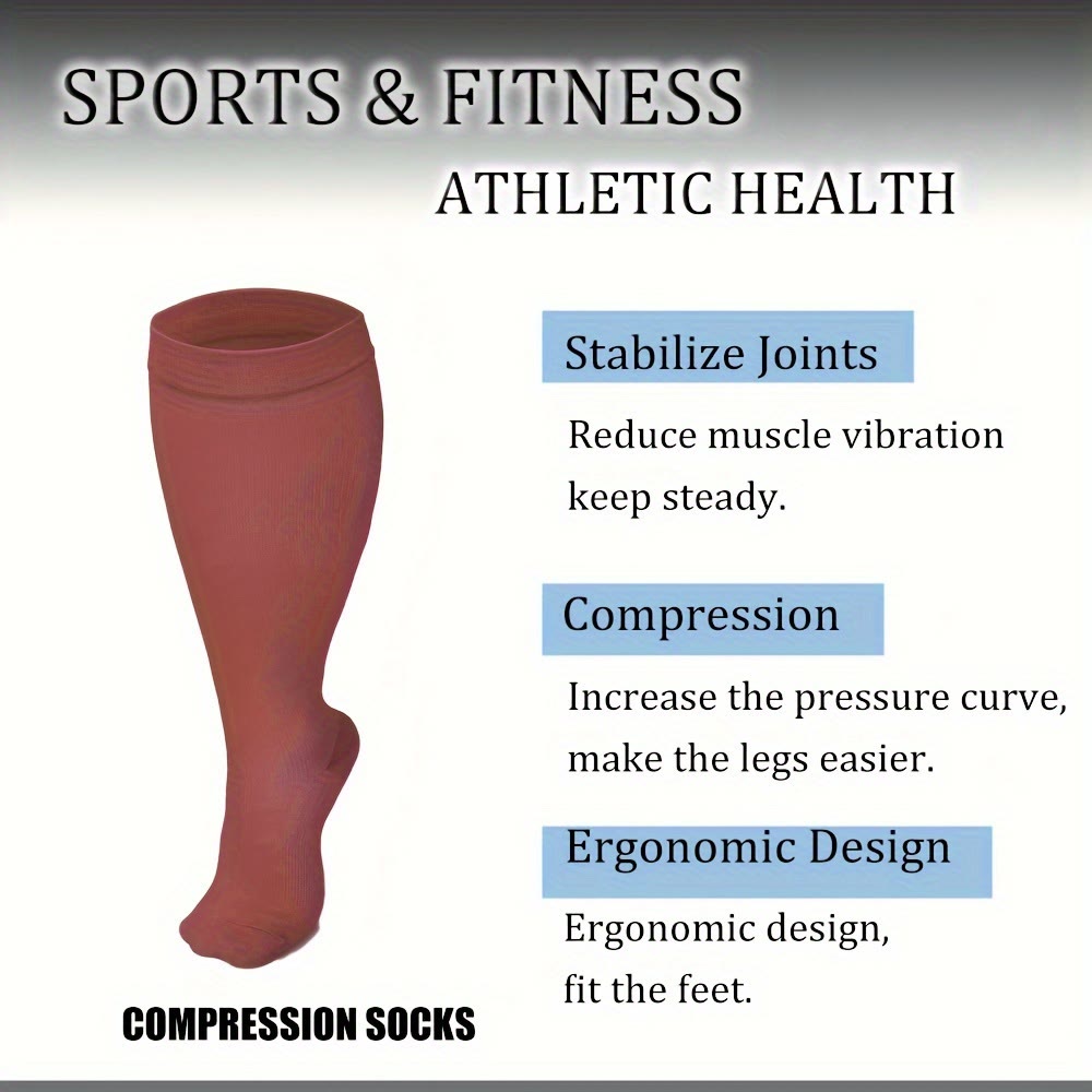 Plus Size Pink Series Compression Socks(3 Pairs) - image 4