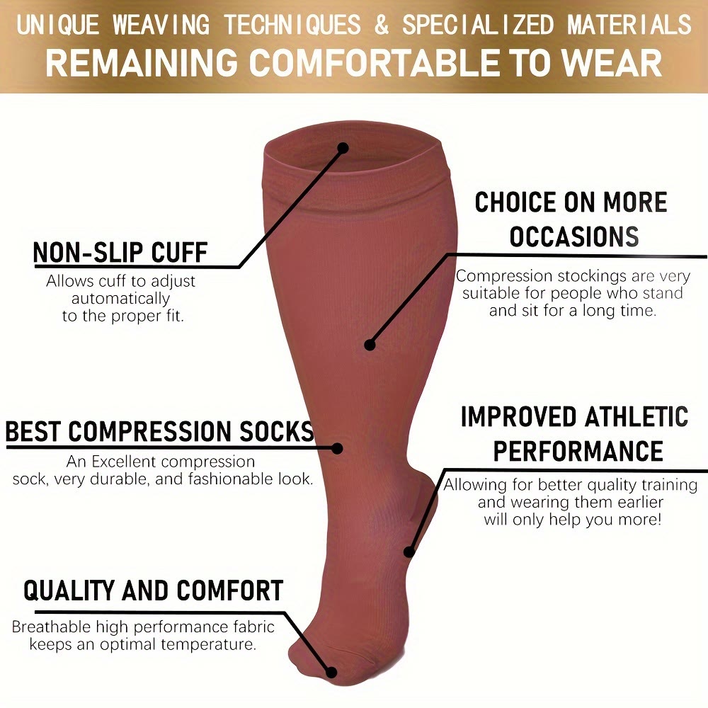 Plus Size Pink Series Compression Socks(3 Pairs) - image 3