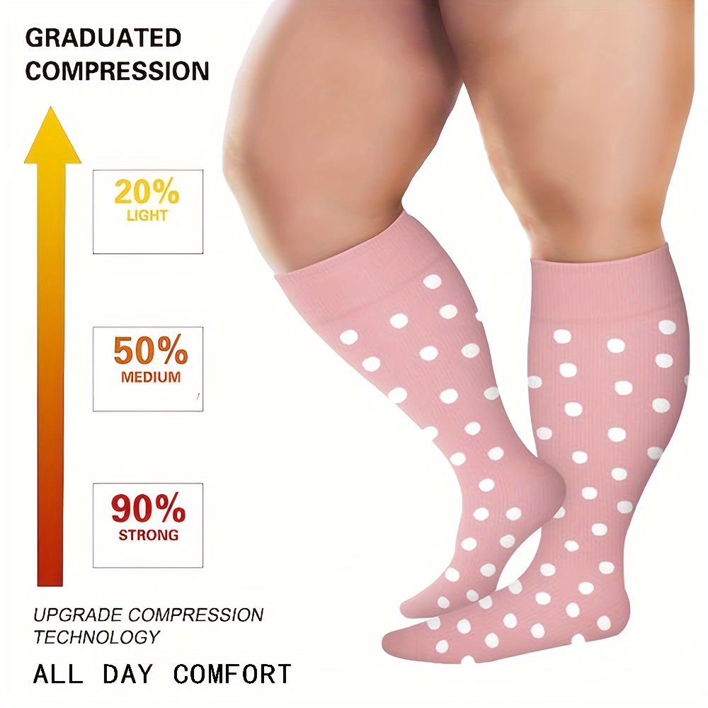 Plus Size Pink Series Compression Socks(3 Pairs) - image 1