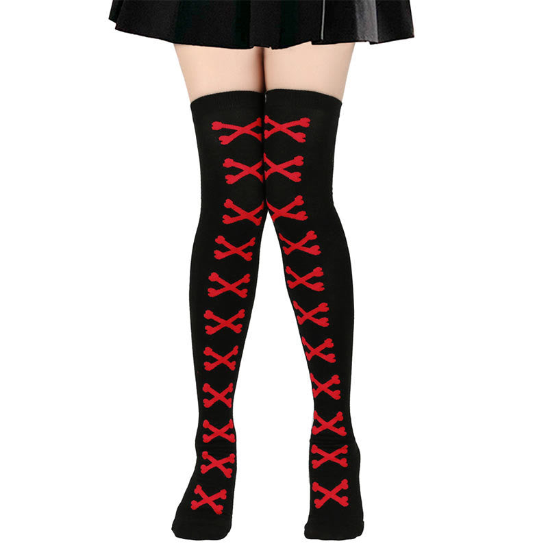 Halloween Bone Thigh High Knee Socks(7 Pairs) - image 0