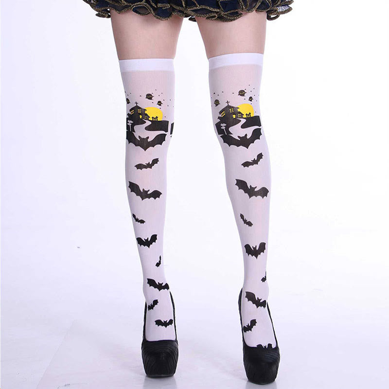 Halloween Haunted Bats Thigh High Knee Socks(5 Pairs) - image 1