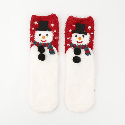 Plus Size Christmas Warm Coral Fleece Quarter Socks(3 Pairs) - image 5