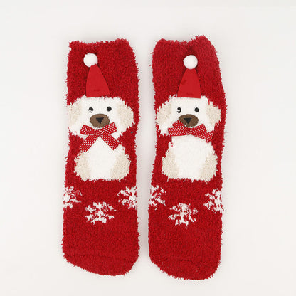 Plus Size Christmas Warm Coral Fleece Quarter Socks(3 Pairs) - image 12
