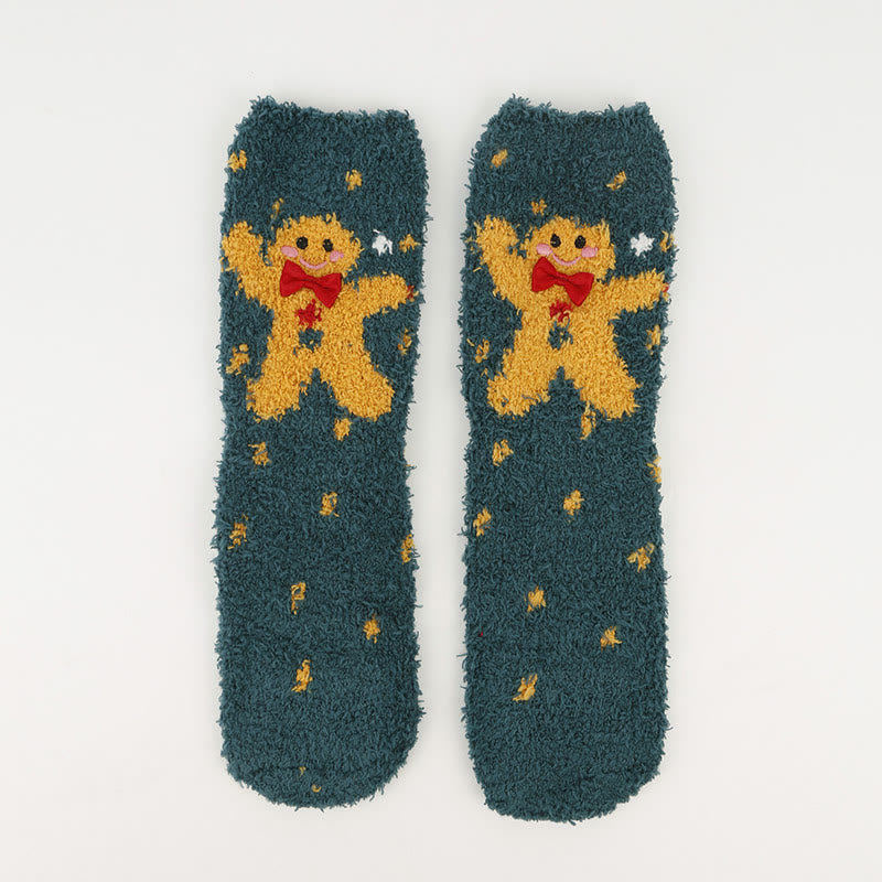 Plus Size Christmas Warm Coral Fleece Quarter Socks(3 Pairs) - image 13