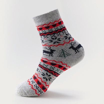 Christmas Elk Snowflake Quarter Socks(6 Pairs) - image 2