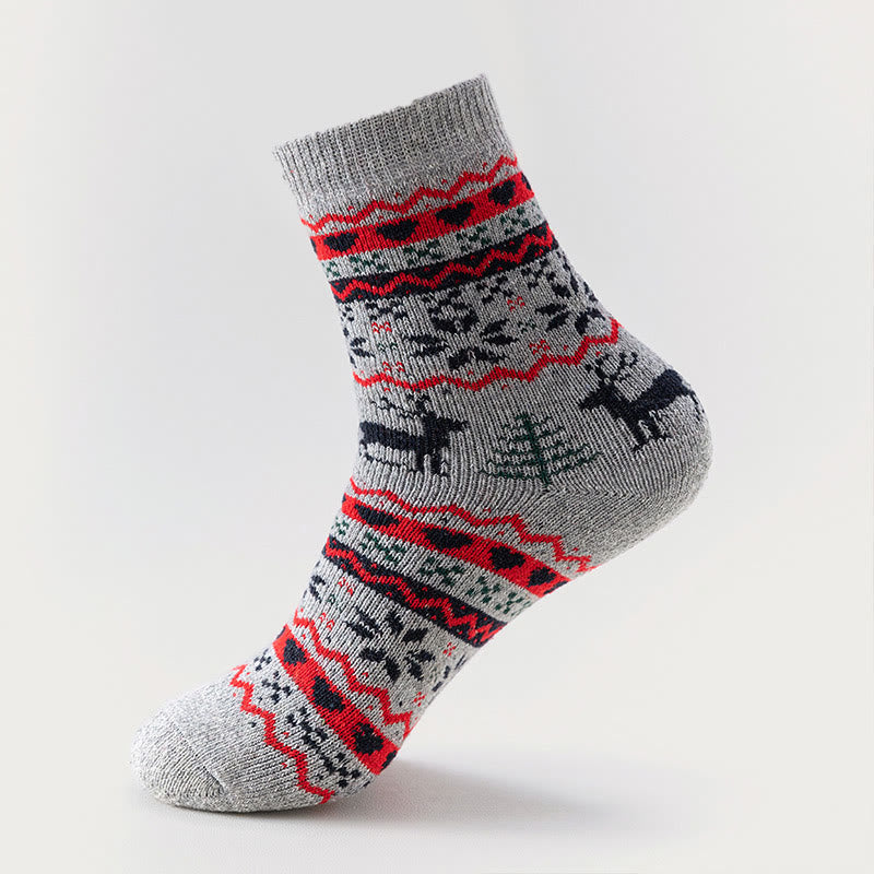 Christmas Elk Snowflake Quarter Socks(6 Pairs) - image 1