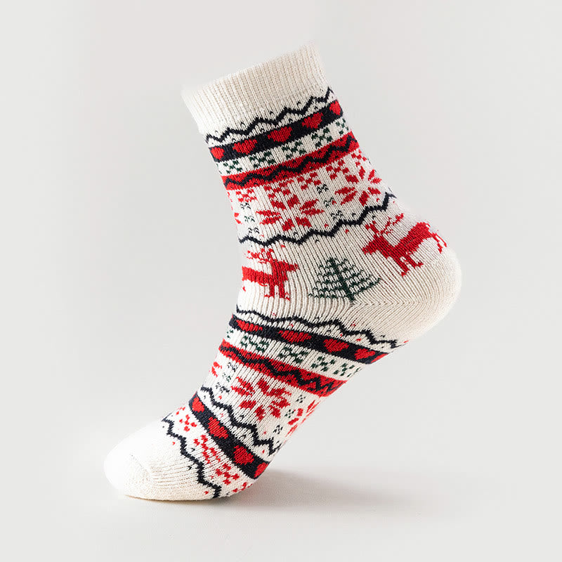 Christmas Elk Snowflake Quarter Socks(6 Pairs) - image 2