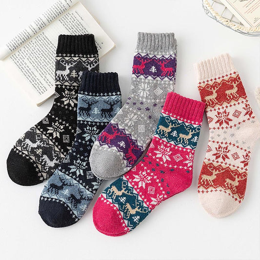 Christmas Elk Series Quarter Socks(5 Pairs) - Multicolor - EU37-40(US4-7) - image 1