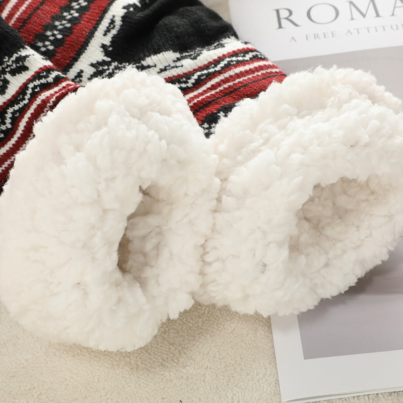 Plus Size Snowflake Color Matching Slipper Socks(2 Pairs) - image 8