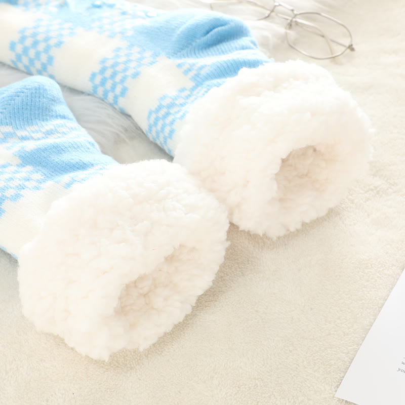 Plus Size Grid Slipper Socks(2 Pairs)