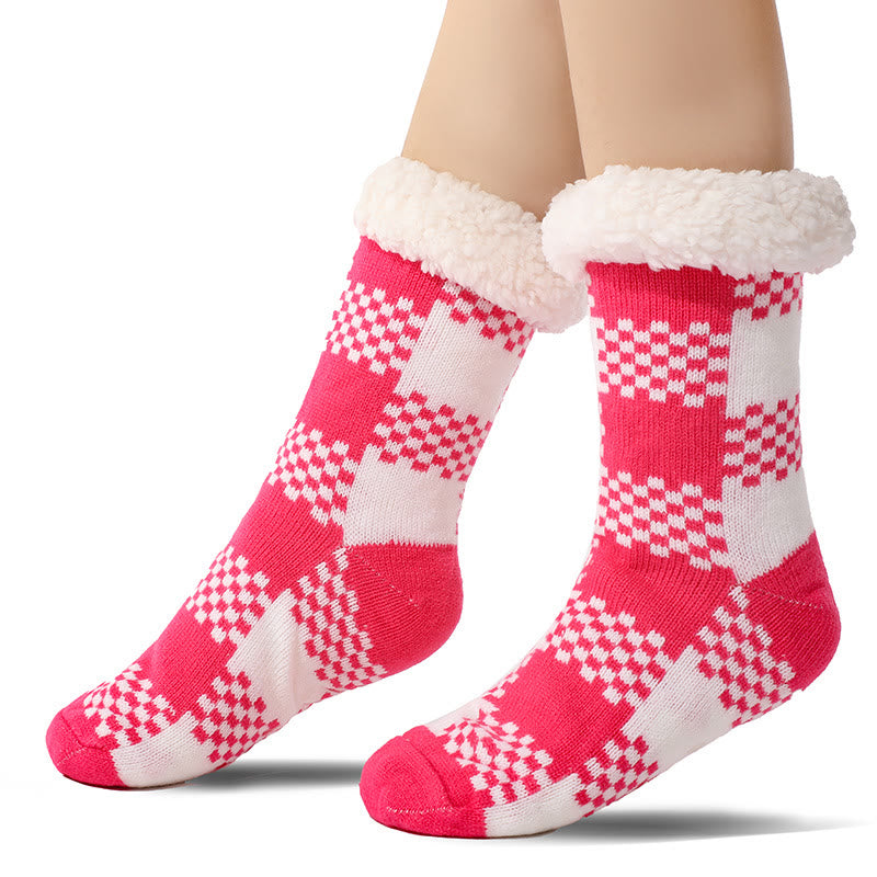 Plus Size Grid Slipper Socks(2 Pairs)