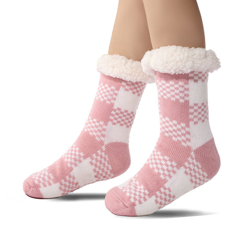 Plus Size Grid Slipper Socks(2 Pairs) - Pink - EU37-42(US4-8.5) - image 2