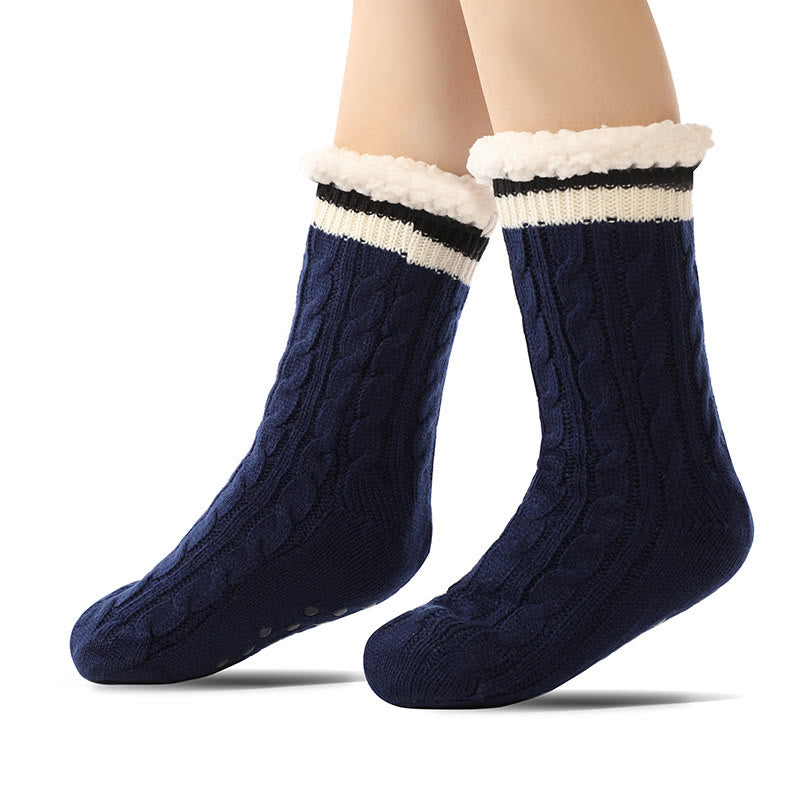 Pure Color Lambskin Slipper Socks - Navy Blue - EU37-40(US4-7) - image 3