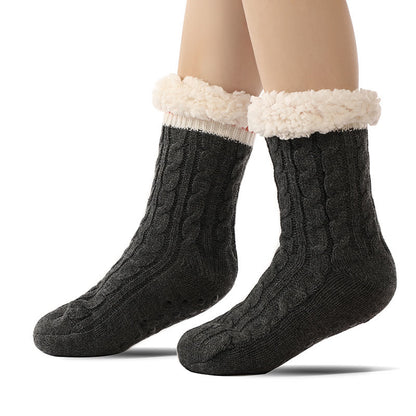 Pure Color Lambskin Slipper Socks - Dark Grey - EU37-40(US4-7) - image 2