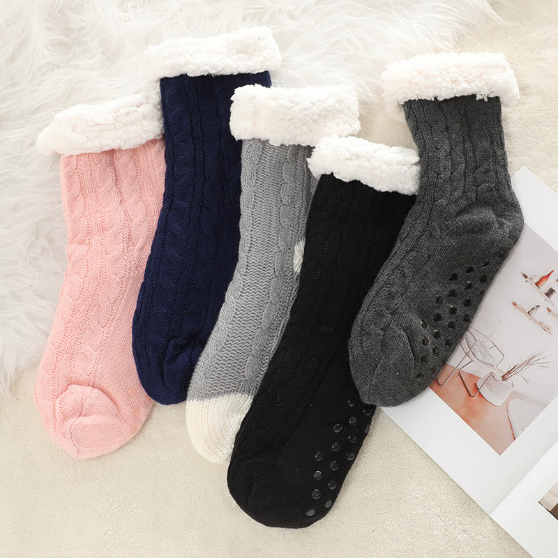 Pure Color Lambskin Slipper Socks - image 0