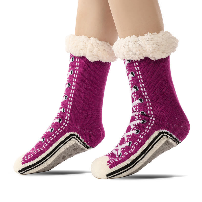 3D Laces Slipper Socks - Purple - EU37-40(US4-7) - image 5