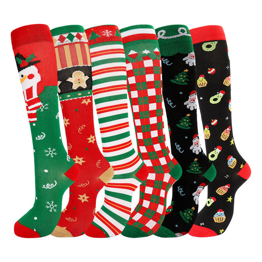Christmas Cute Pattern Compression Socks(6 Pairs) - Multicolor - S/M - image 1