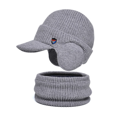 Warm Earmuffs Beanie Scarf 2 In 1 Set - Light Gray - One Size - image 7